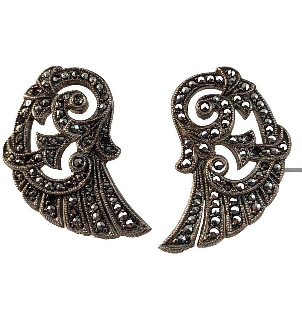 Marcasite earrings Posts Couple of Stones Missing see photos Art Deco